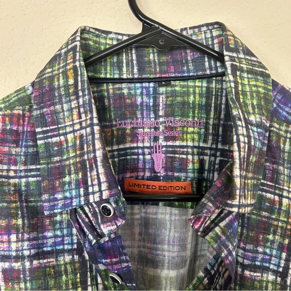 Luchiano Visconti Limited Edition Mens Multi-Color Button Down | Sz L - Picture 3 of 6